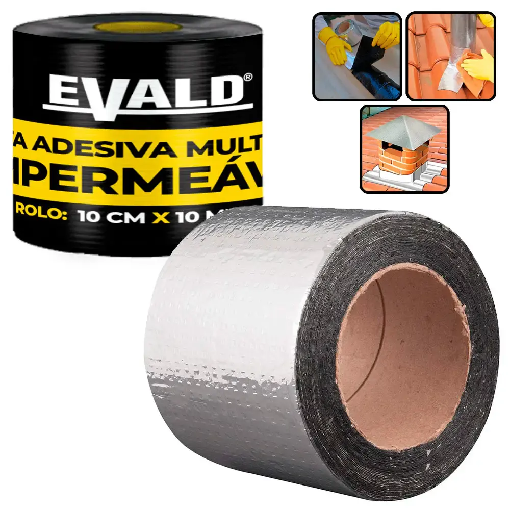Fita Autoadesiva Multiuso Manta Asfáltica 10 CM x 10 Metros EVALD