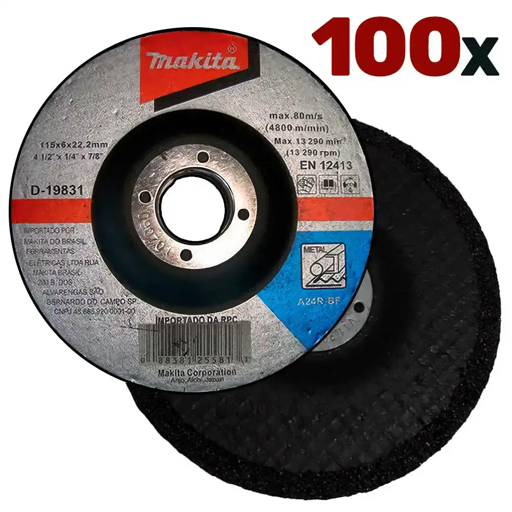 Disco de desbaste 4.1/2 POL 115 MM para metal D-19831 kit 100 unidades Makita — fotografia de referência