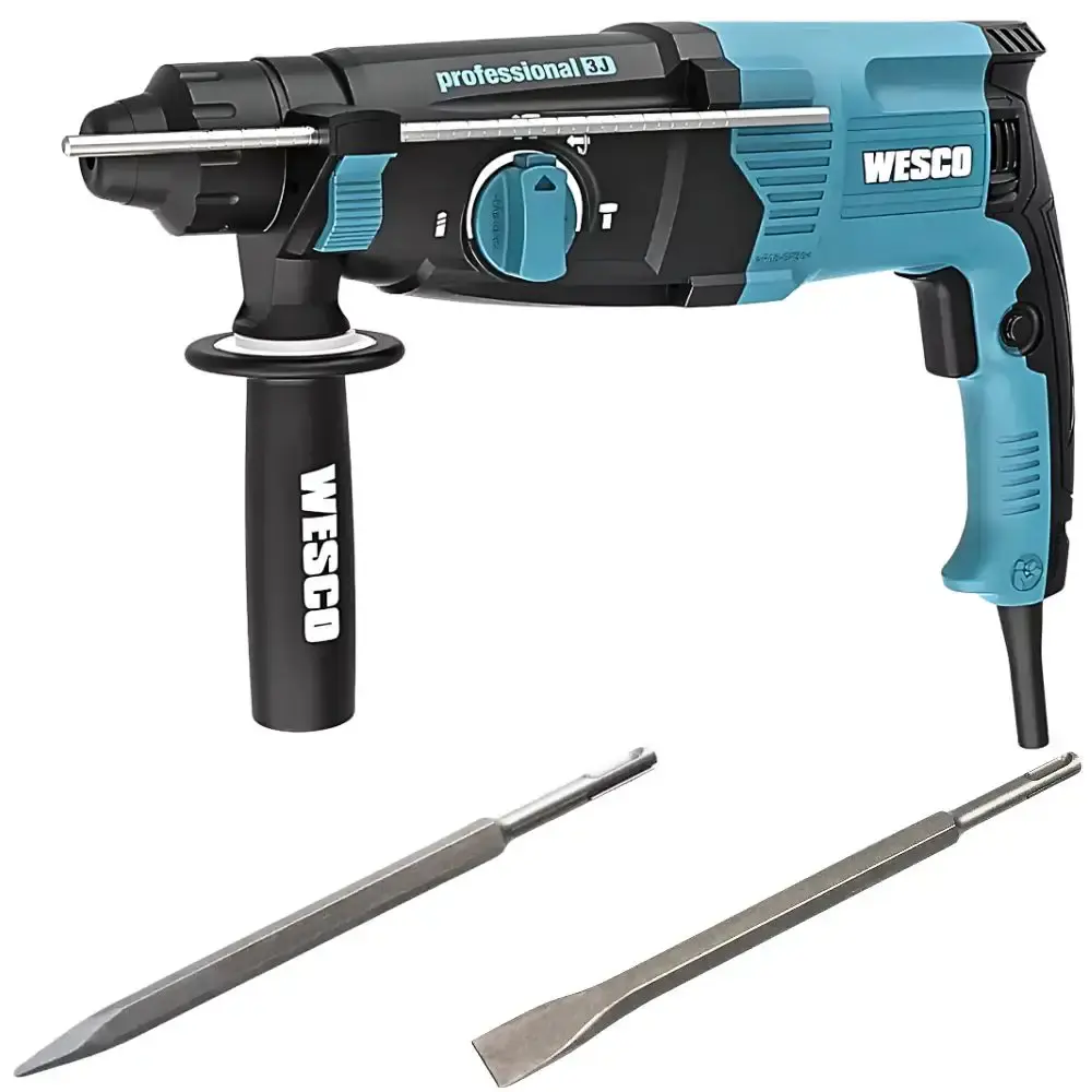 Martelete plus perfurador rompedor com ponteiro SDS plus 20X200MM e talhadeira SDS plus 20X250MM Wesco