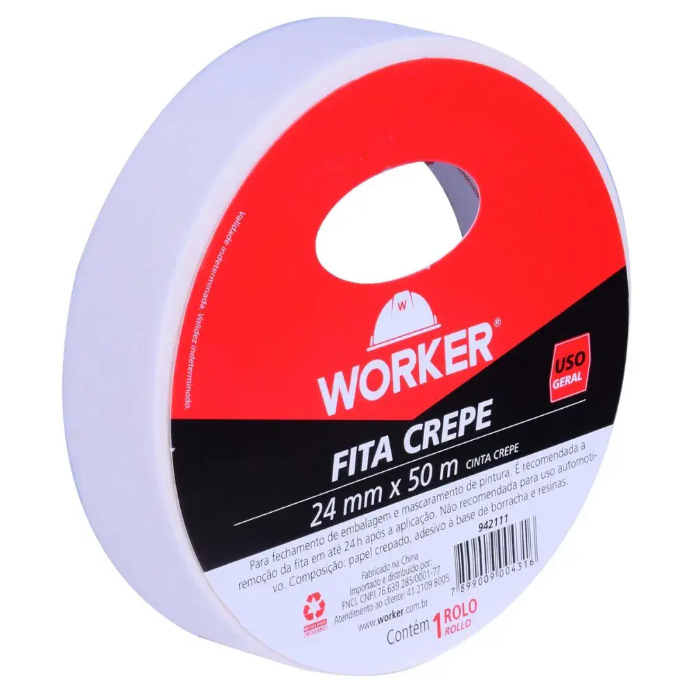 Fita crepe de uso geral 24MMX50M Worker