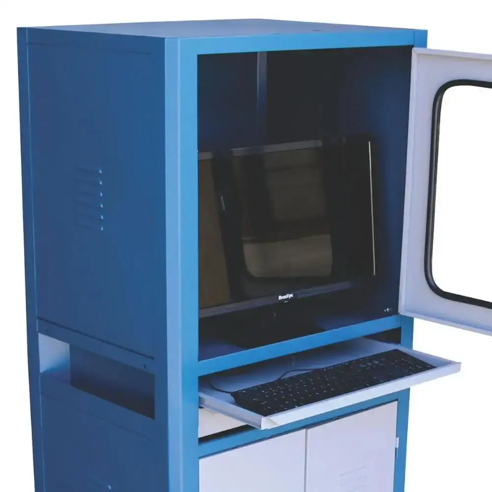 Rack fechado para computador R5 visor vidro temperado Fercar Azul — fotografia 5