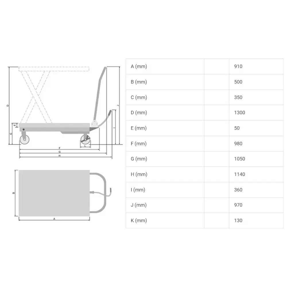 Mesa pantográfica hidráulica 350 KG MEE350 Bovenau — fotografia 5