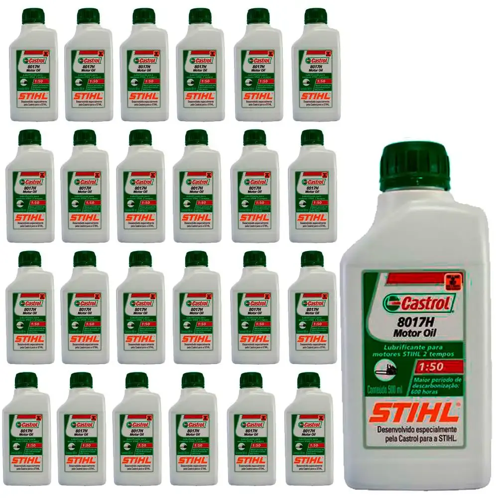 Óleo castrol 8017H para motores 2T/4T 500ML com 25 unidades 07813893004 Stihl