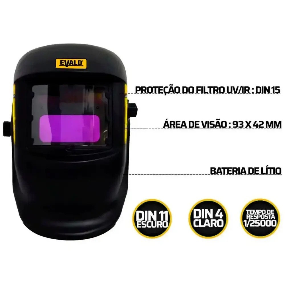 Máscara de solda automática profissional fixa EVF1020/852 Evald — fotografia 4