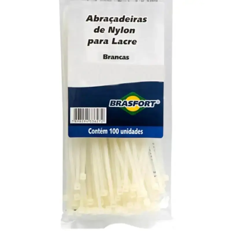 Abraçadeira de Nylon 250 x 4.8 MM Kit 100 Unidades Branco 8636 BRASFORT — fotografia 3