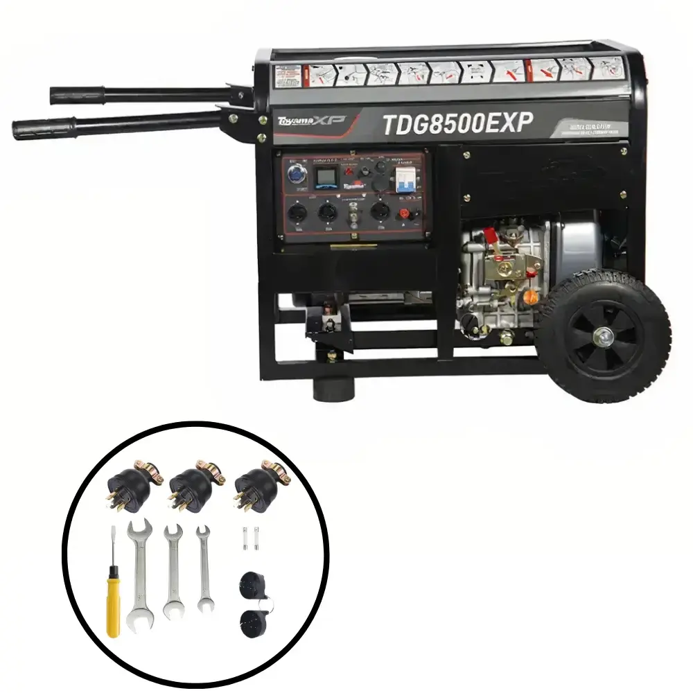 Gerador à diesel 7 KVA com partida elétrica e AVR TDG8500EXP monofásico 251-054 Toyama — fotografia de referência