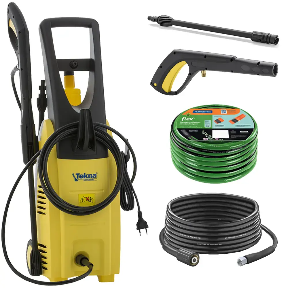 Lavadora alta pressão 1800W 1.8 KW rodas e mangueira 10M 110V Tekna