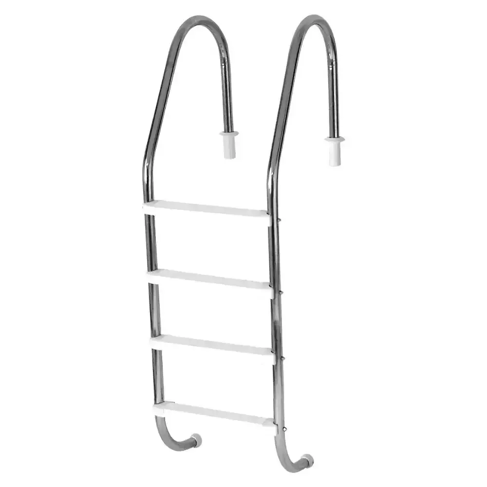 Escada para piscina 4 degraus em aço inox com degraus em ABS Sodramar 022791 — fotografia 4