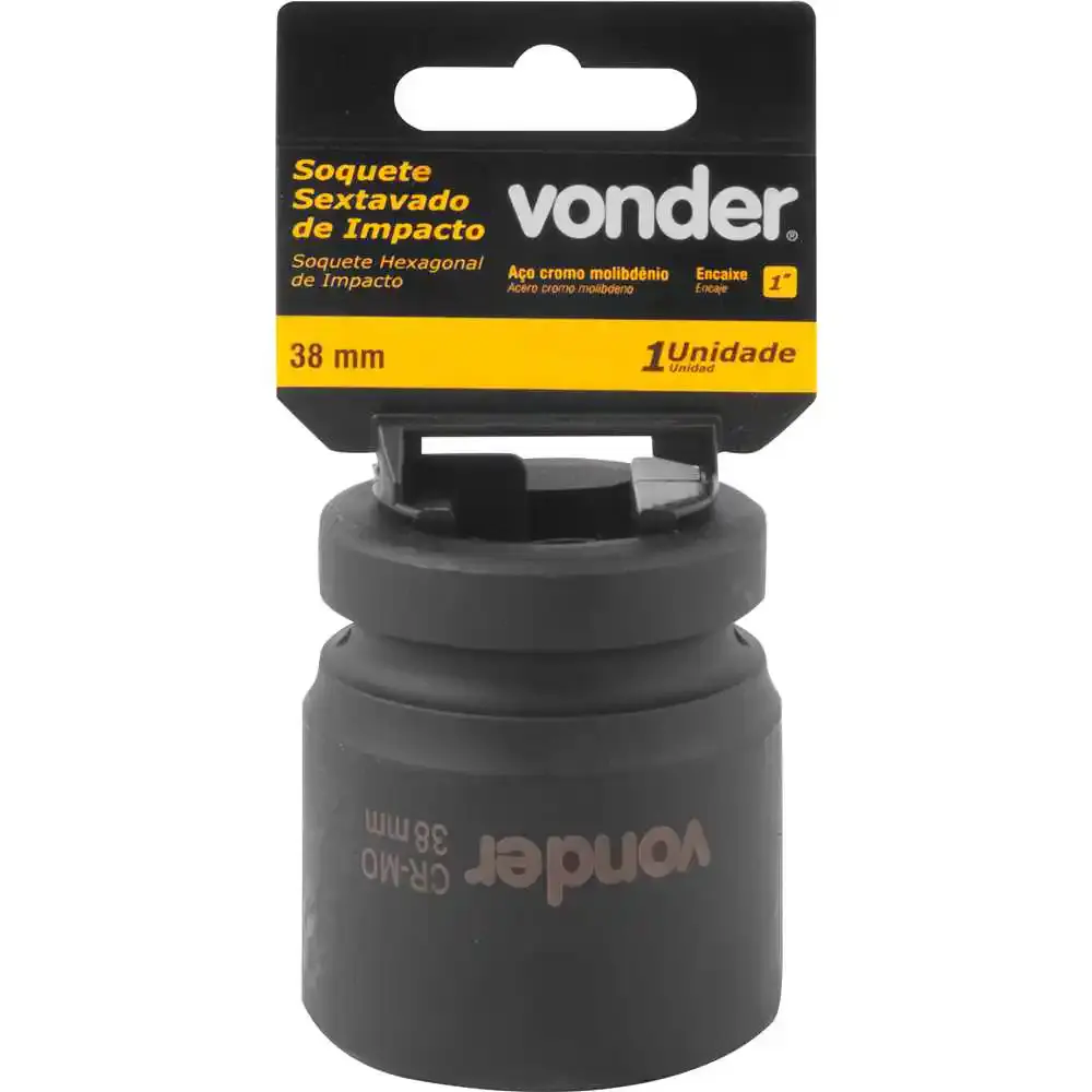 Soquete Sextavado Impacto Encaixe 1 polegada 38MM Cromado VONDER — fotografia 4