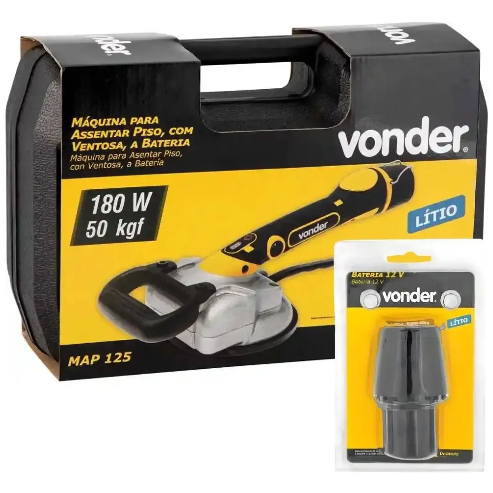 Máquina para assentar piso com ventosa MAP-125 e bateria 12,0V MAP120/MAP125 vonder Vonder Cross — fotografia 6