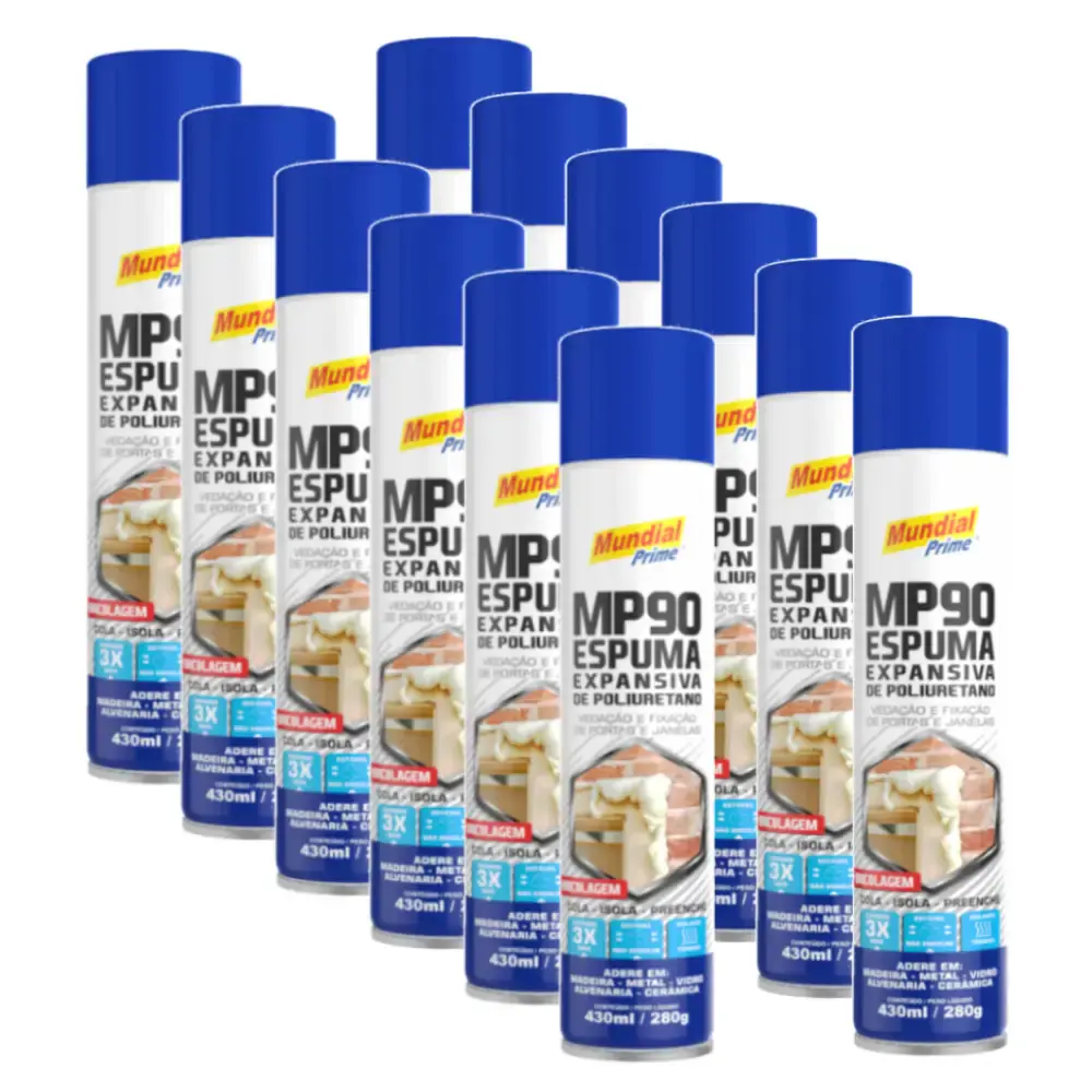 Espuma Expansiva Poliuretano MP90 430 ml 12 Unidades MUNDIAL PRIME