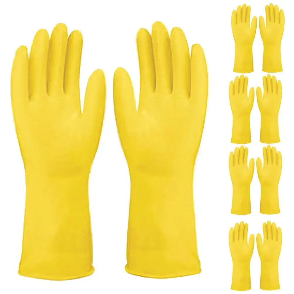 Kit 5 luvas de borracha forrada amarela T9 LV-LAF-9 Imbat