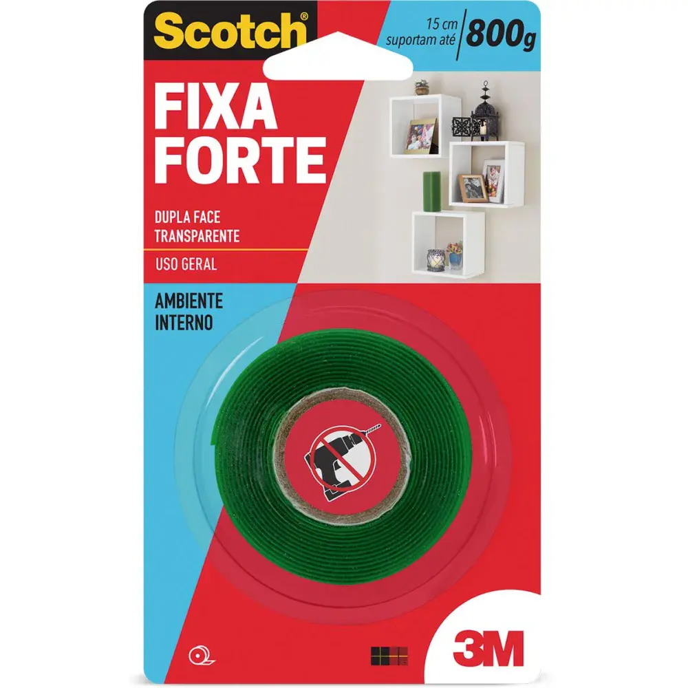 Fita dupla face fixa forte transparente 12MMX2M 3M