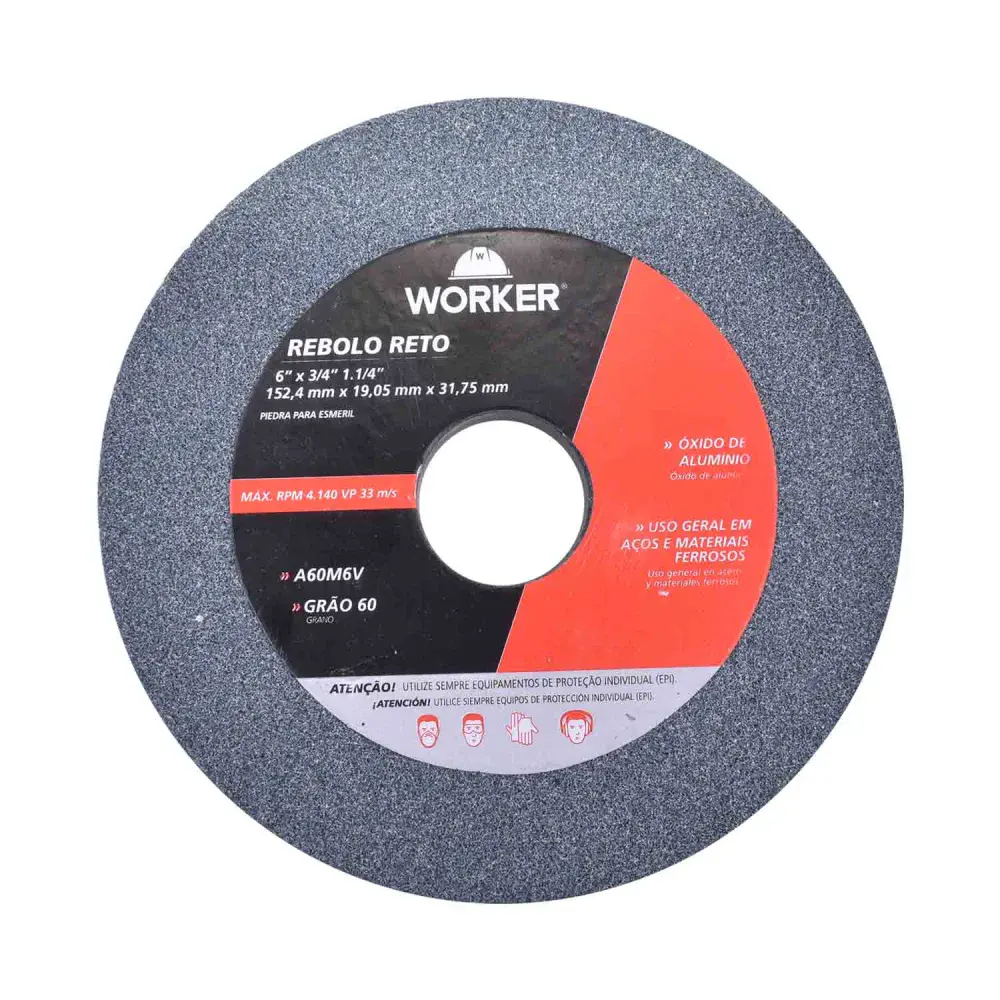 Rebolo reto uso geral 6 x 3/4 Worker