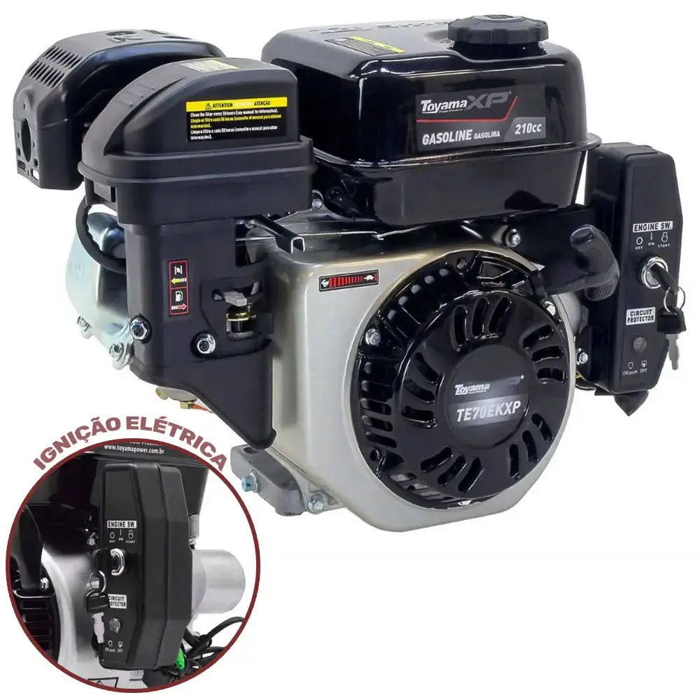 Motor gasolina 7 HP 4 tempos partida elétrica TE70EK-XP Toyama — fotografia 8