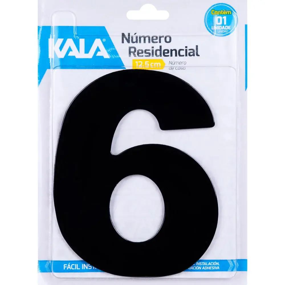 Número residencial N°6 preto 12,5CM Kala — fotografia de referência