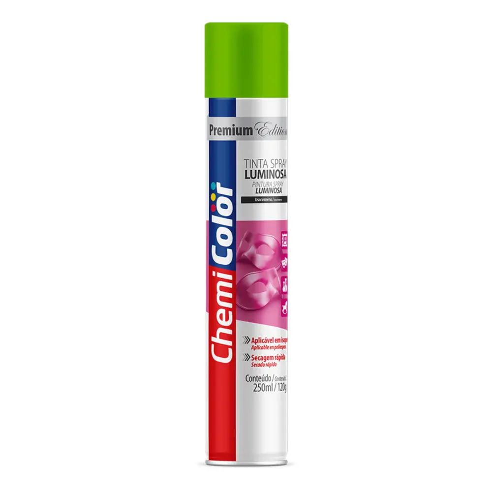 Tinta spray luminosa 250ML/120G na cor verde Chemicolor