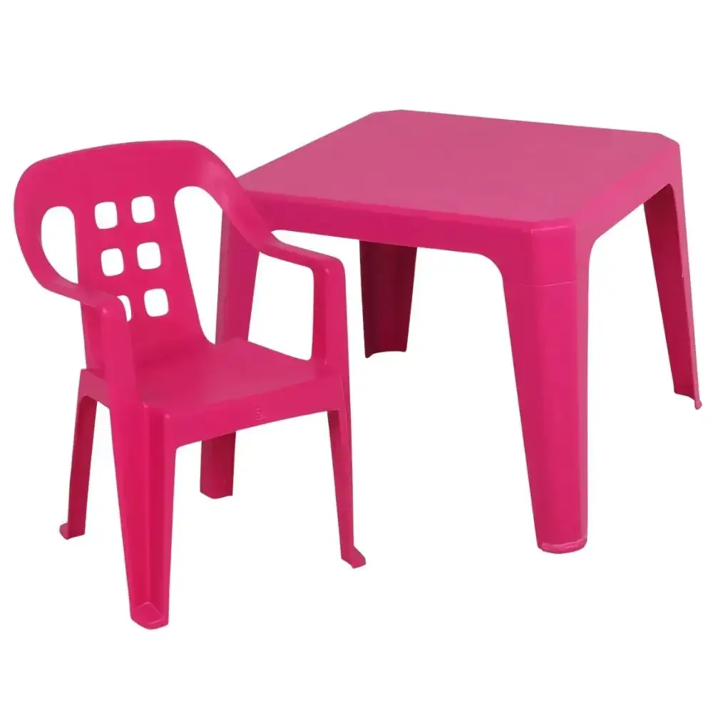 Mesa Play Infantil 61 x 46cm Rosa com 4 Cadeiras de Plástico Infantil Rosa BEL Belfix