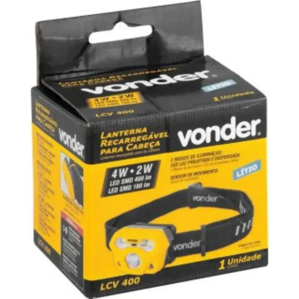 Lanterna para cabeça recarregável LED SMD LCV 400 Vonder — fotografia 8