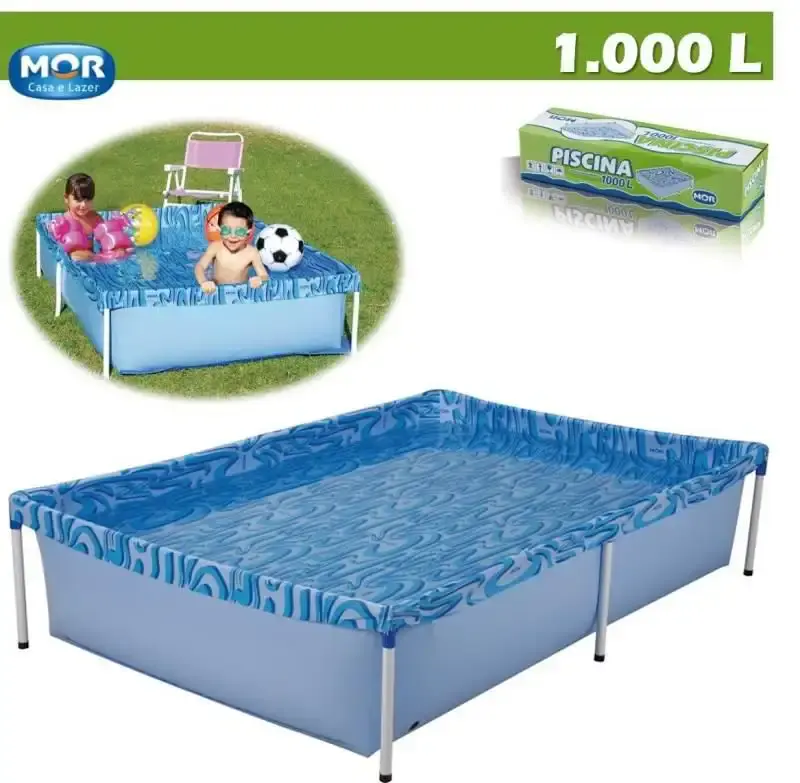 Piscina retangular 1000 litros de lona com armação 189X126X42 CM + 1 lança água bichinho Mor — fotografia 5