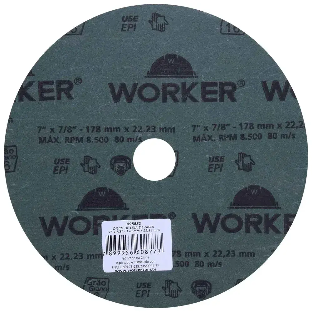 Disco de lixa de fibra 7 x 7/8 grão 16 Worker — fotografia 5