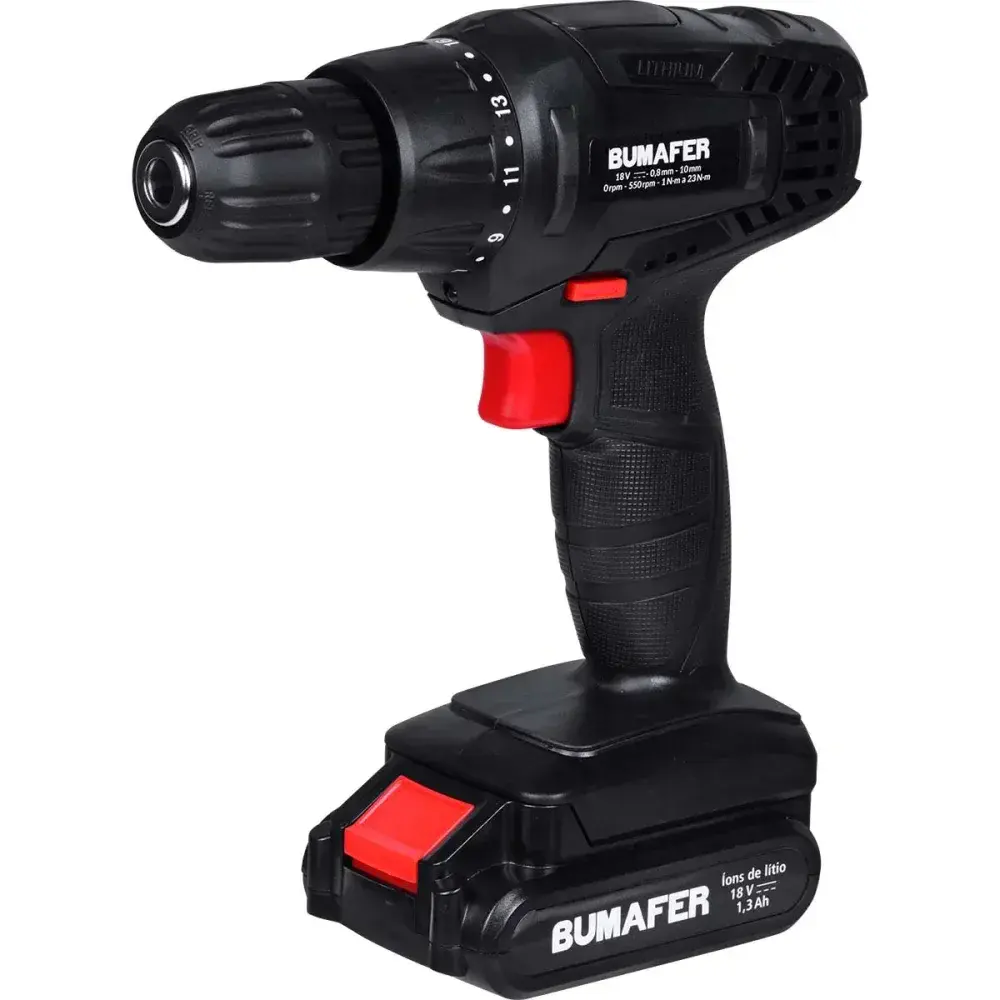 Parafusadeira furadeira a bateria 13AH 10MM 18V bivolt Bumafer — fotografia 11