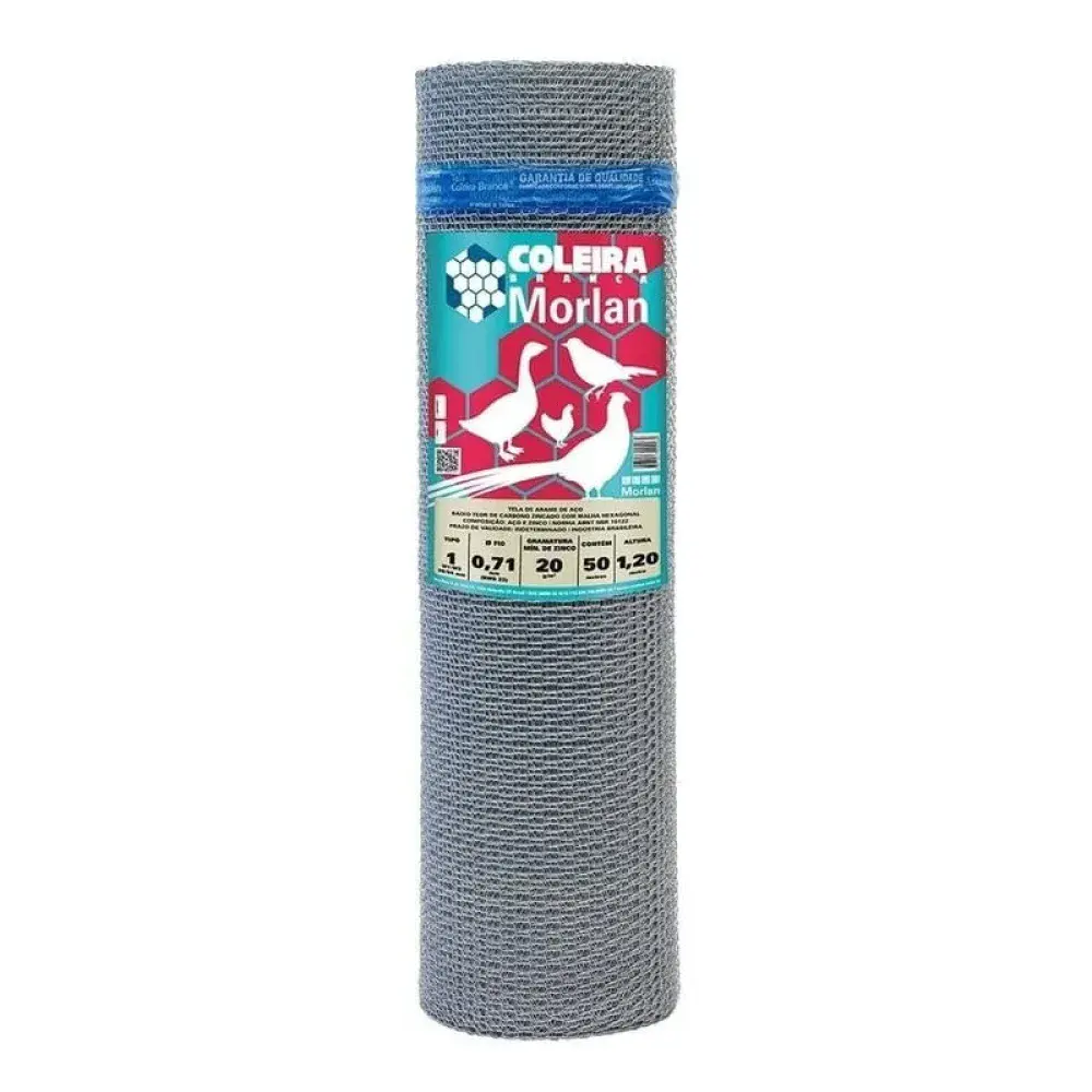 Tela pinteiro galvanizada coleira branca T1 22X1,20 Morlan