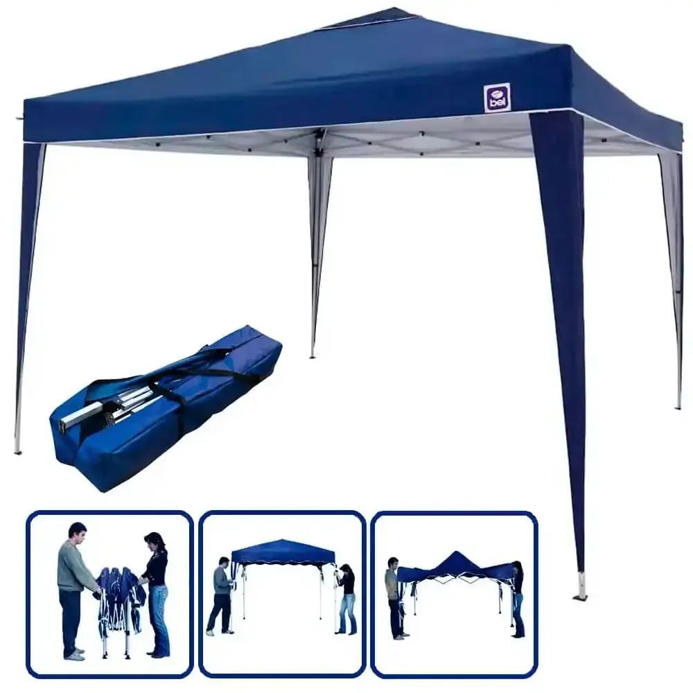 Tenda gazebo azul em poliéster 3X3M articulada 330300 BEL