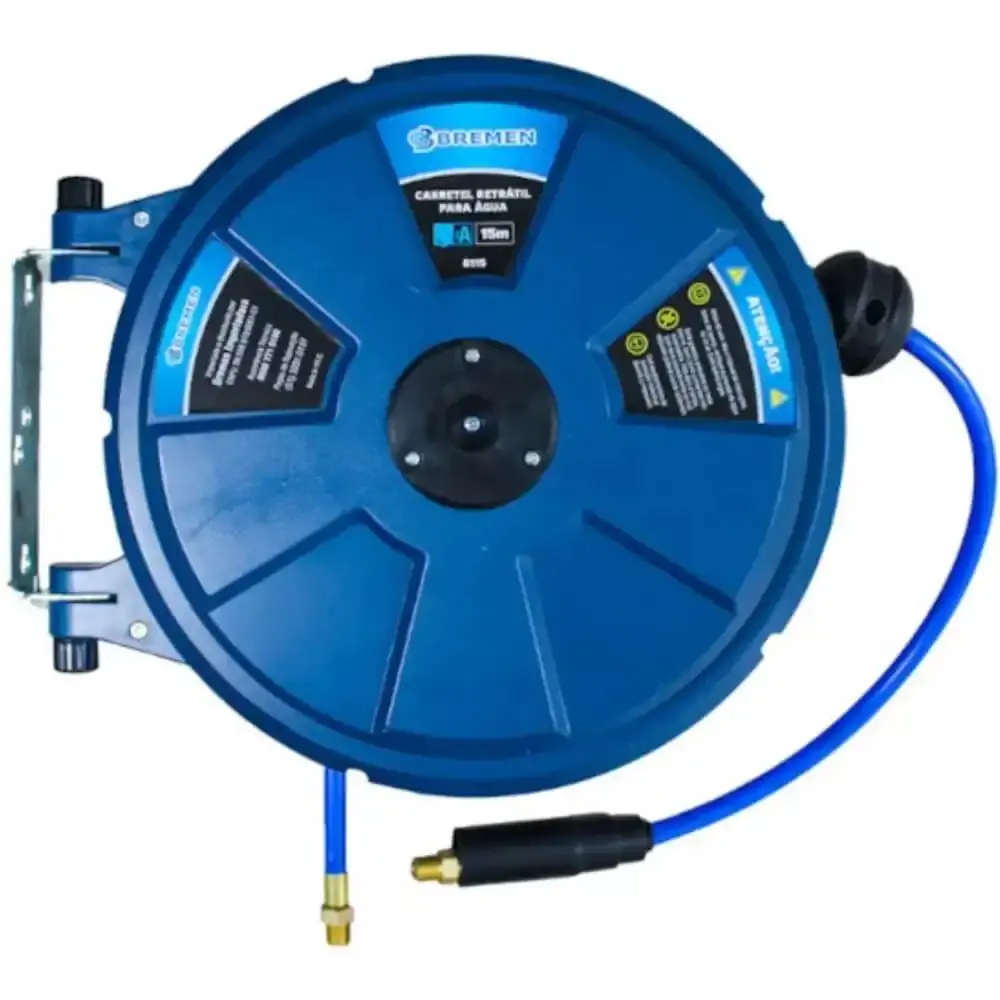 Carretel Retrátil com Mangueira PVC 5/16 Pol x 15 Metros para Ar e Água BREMEN