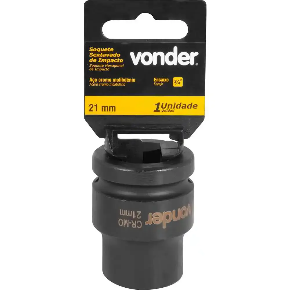 Soquete Sextavado de Impacto Encaixe 3/4 polegada 21Mm Cromado VONDER — fotografia 4