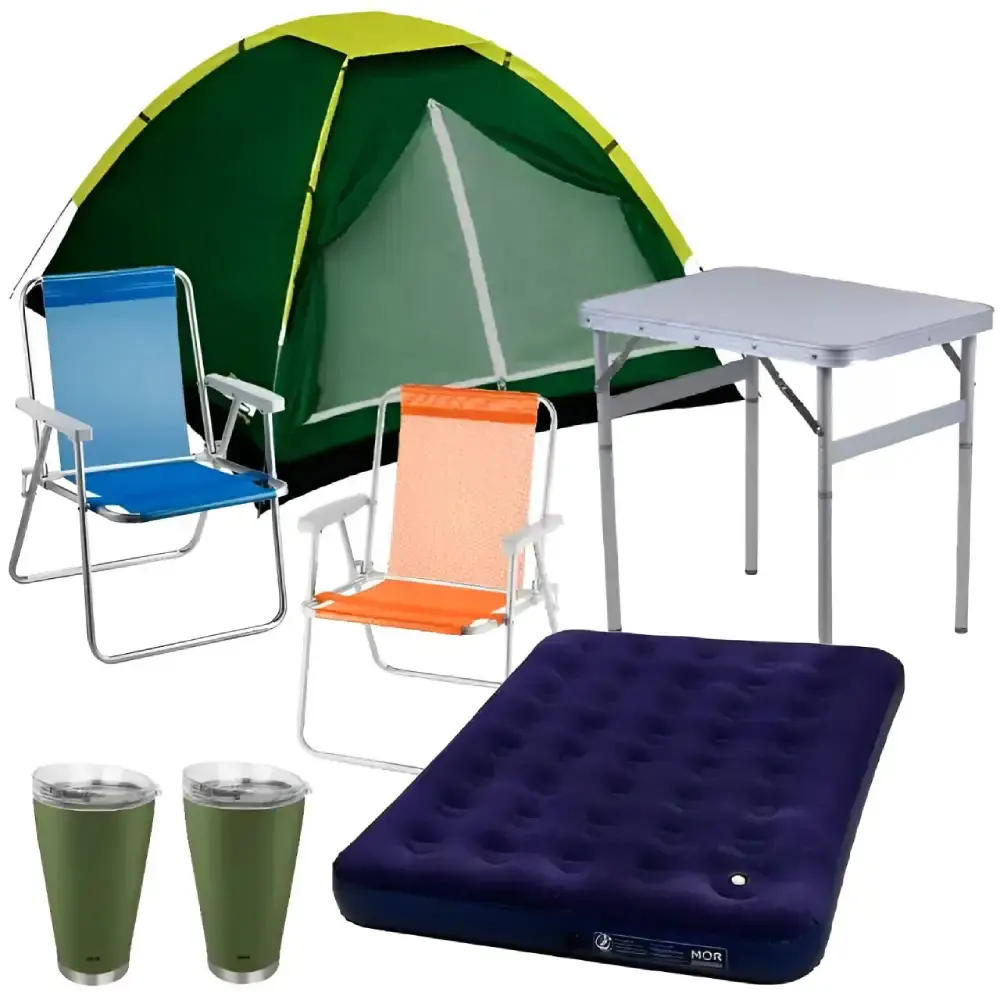 Kit camping casal 7 peças com barraca | colchão | cadeiras | copos térmicos | mesa — fotografia 7