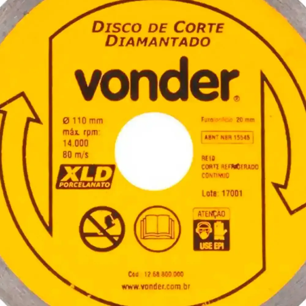 Disco diamantado 4 3/8 POL contínuo para porcelanato Vonder — fotografia 3
