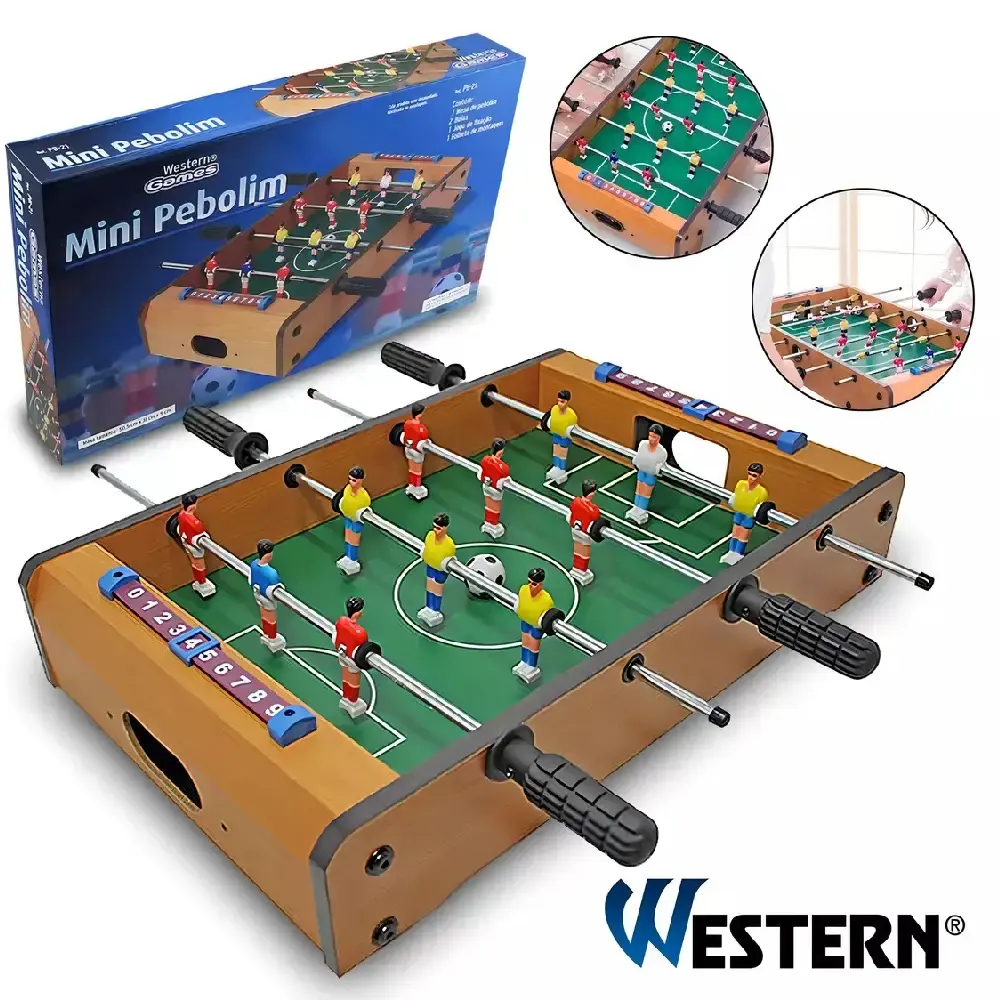 Mini Mesa de Pebolim 9 x 31 x 51 CM PB-21 WESTERN — fotografia de referência