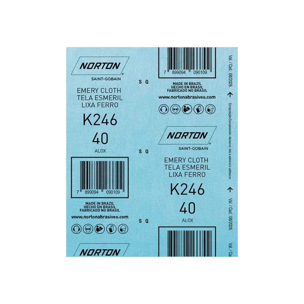 Folha de lixa de ferro K246 G40 225X275MM Norton — fotografia 5