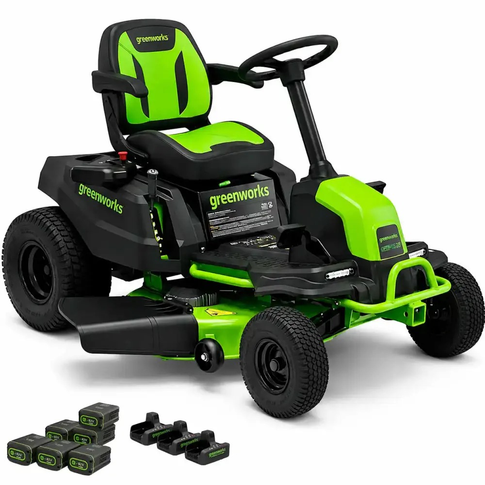 Trator cortador de grama a bateria 42 POL brushless 82V com 6 baterias 5.0AH e 3 carregadores Greenworks