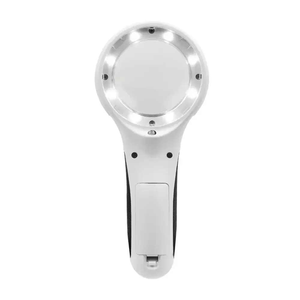 Lupa de mão com leds 4X de ampliação 125MM 60MM Bumafer — fotografia 7