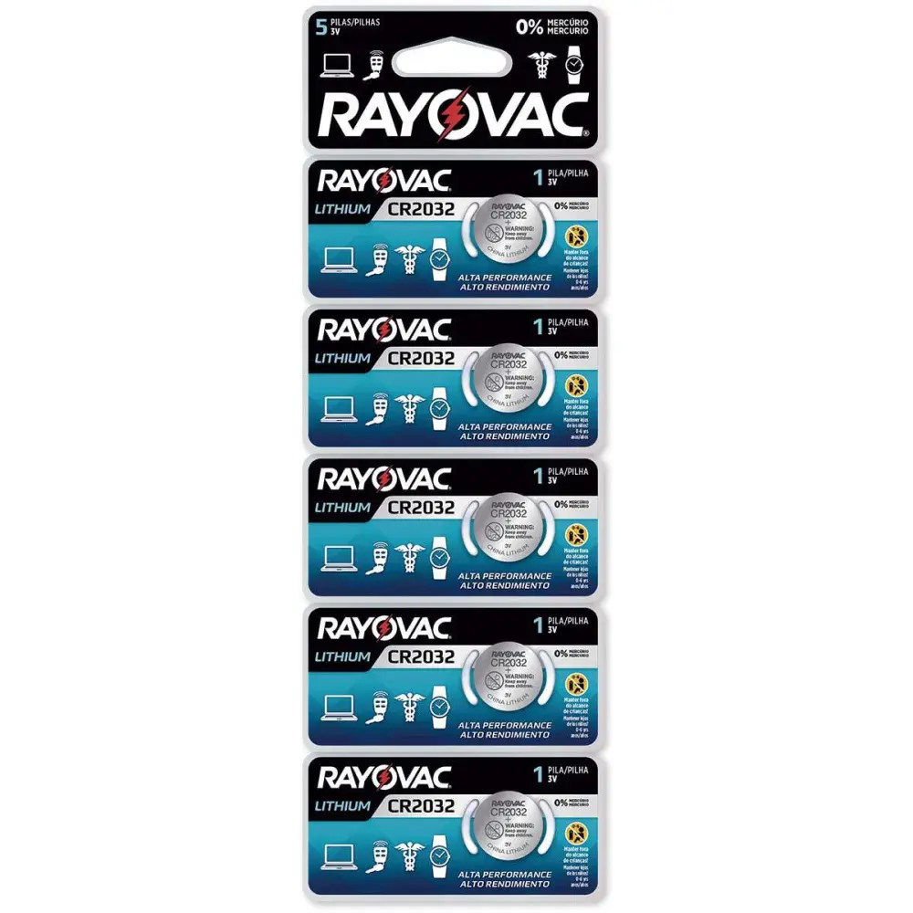 Pilha CR2032 lithium Rayovac enc 5PÇS