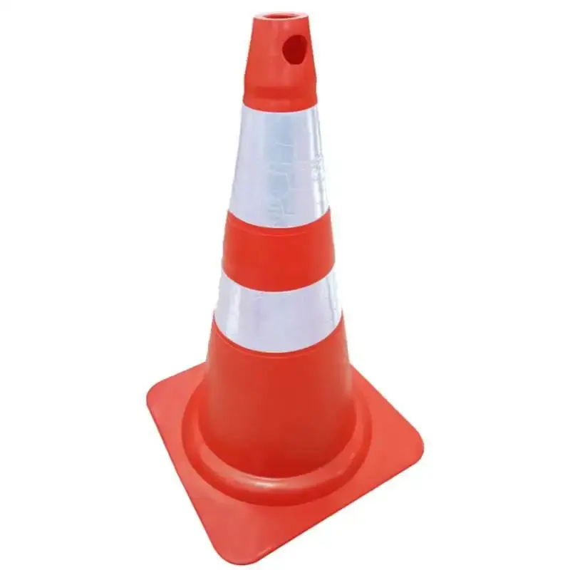 Cone sinalizador flexível laranja e branco refletivo 75 CM Plastcor