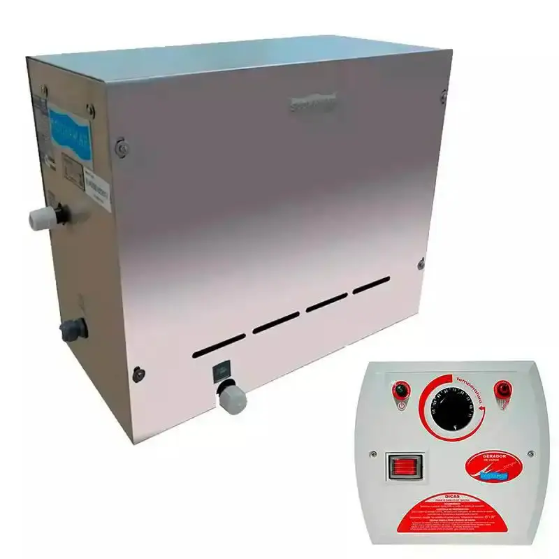 Sauna a vapor steam universal inox 9KW 220V com comando analógico Sodramar 220 V — fotografia de referência