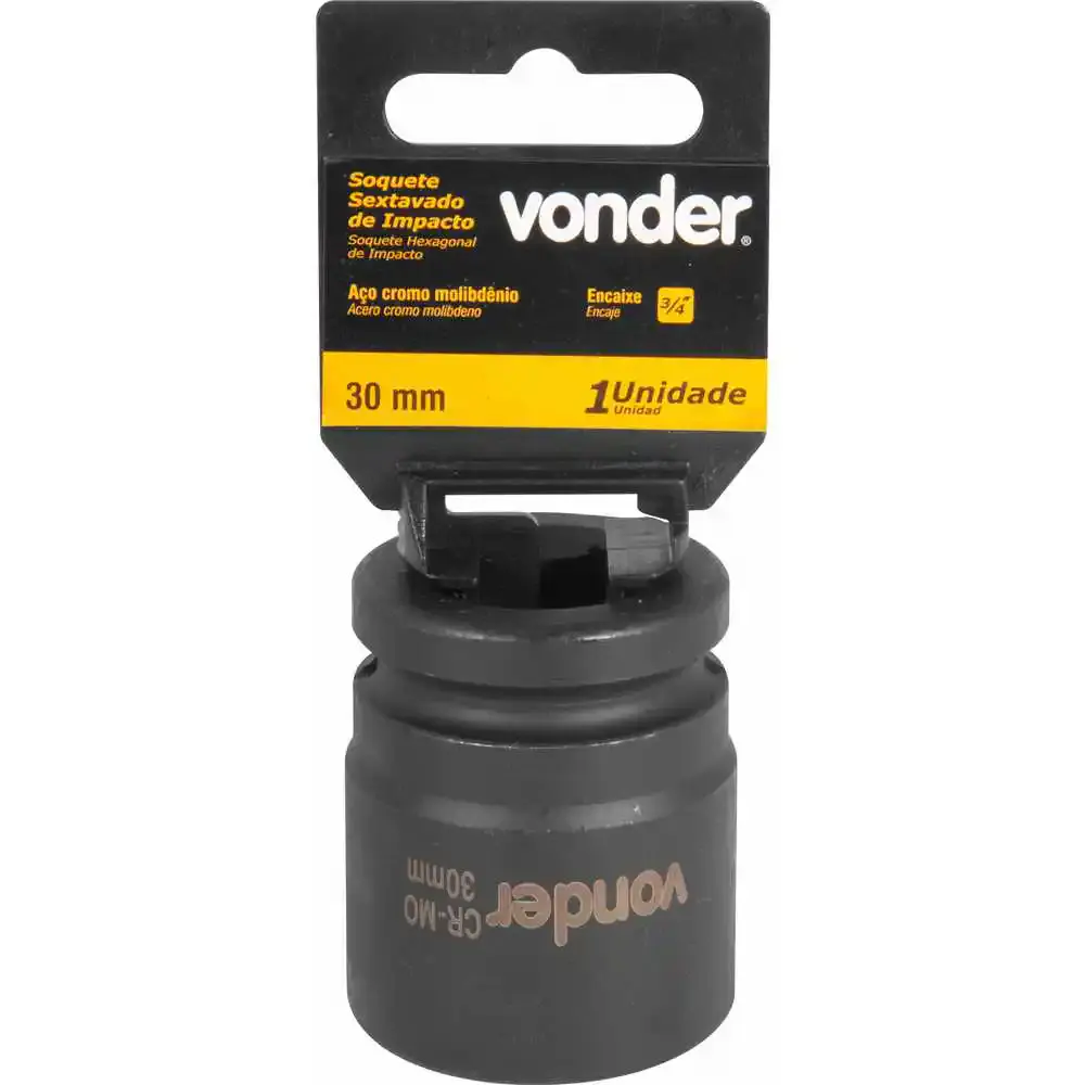 Soquete Sextavado Impacto Encaixe 3/4 polegada 30MM Cromado VONDER — fotografia 2