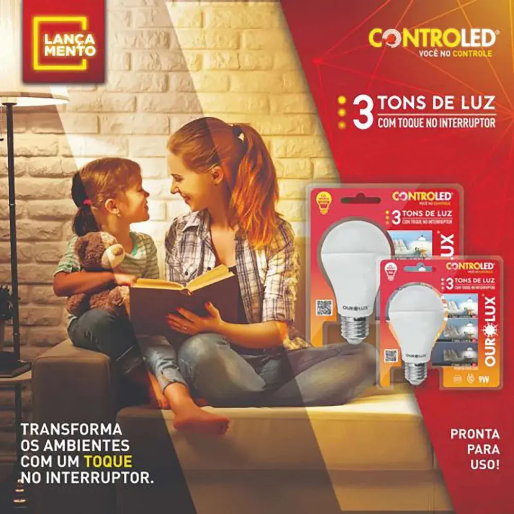 Lamp led 3 intensid. 9W 6500K biv E27 Ourolux — fotografia 3