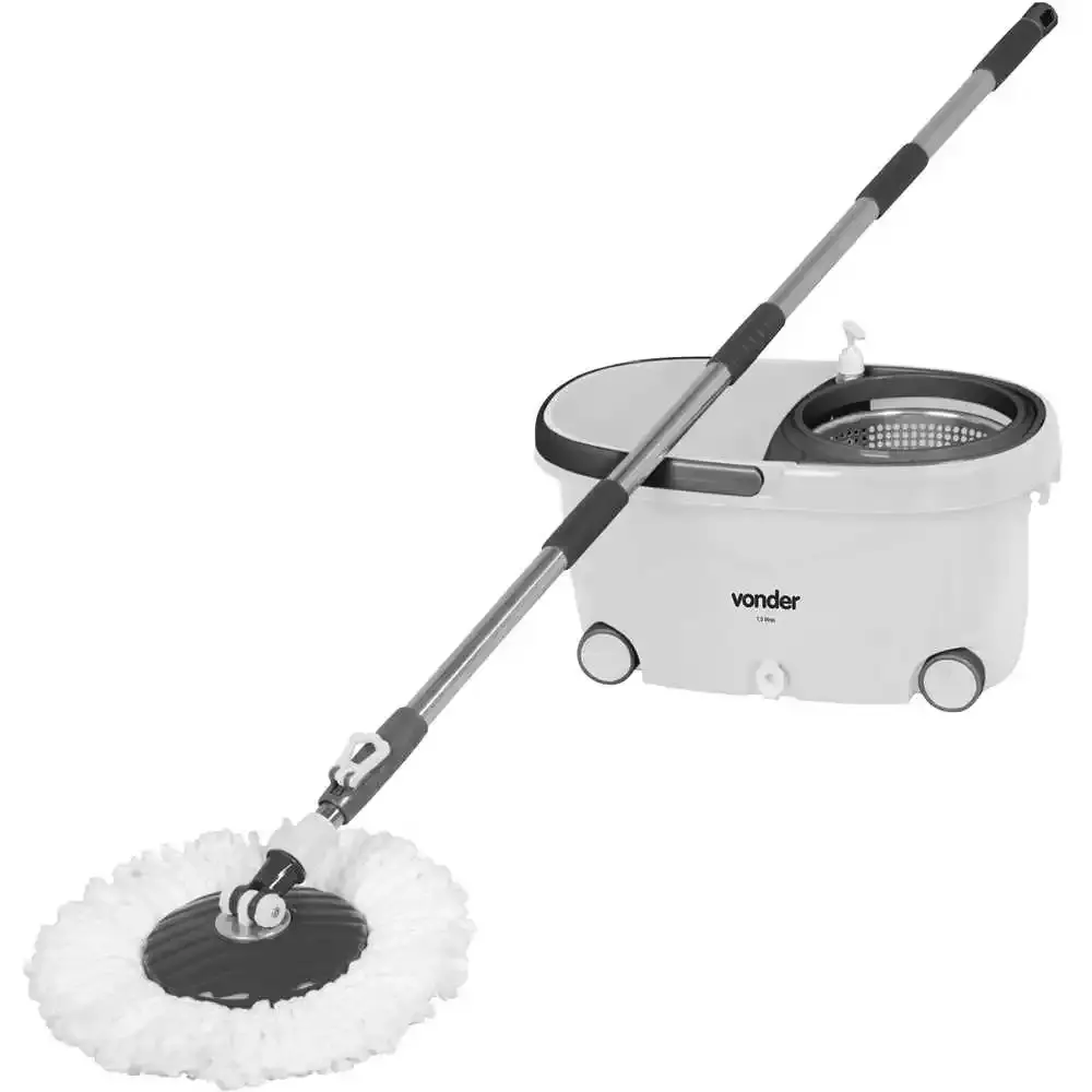 Mop rodo de limpeza giratório com cesto em inox Vonder — fotografia 4