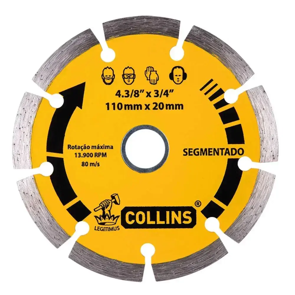 Disco diamantado segmentado alto desempenho 110X20MM Collins — fotografia 2