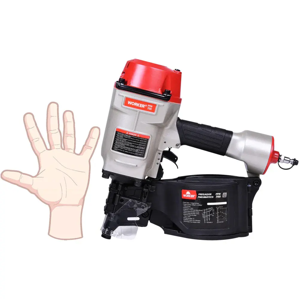 Pregador pneumático PP700 Worker alumínio seguro e ergonômico — fotografia 6