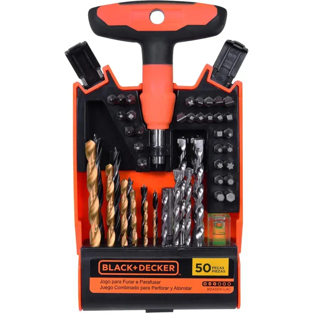 Kit de parafusar e furar com 50 peças black&decker — fotografia de referência