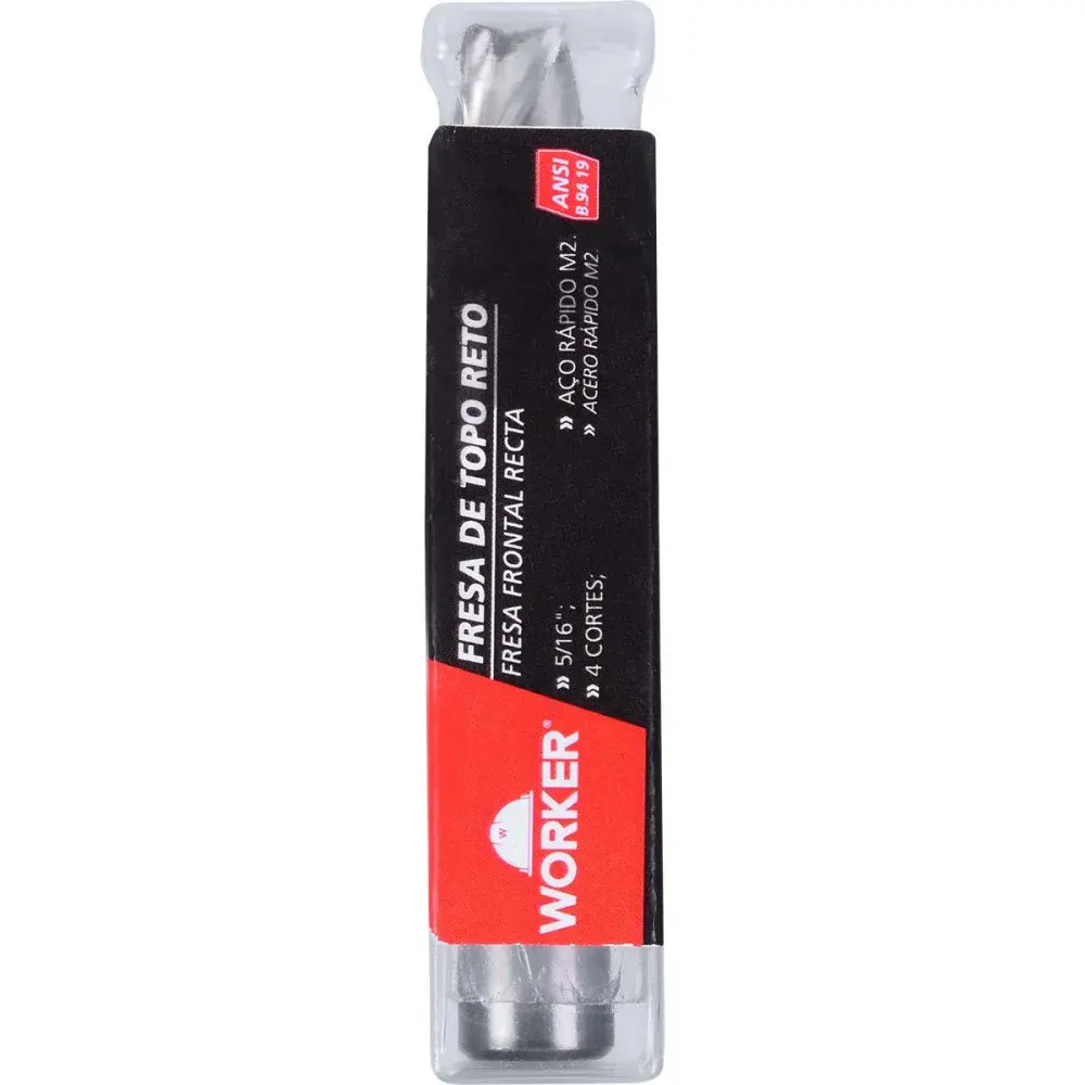 Fresa de topo reto aço rápido 5/16” haste 3/8” Worker — fotografia 6