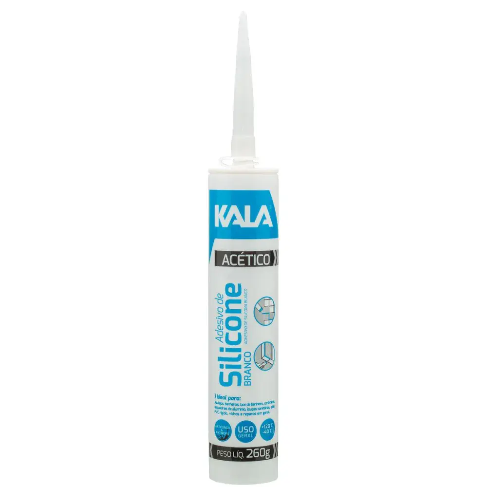 Silicone acético Kala branco 260G — fotografia de referência