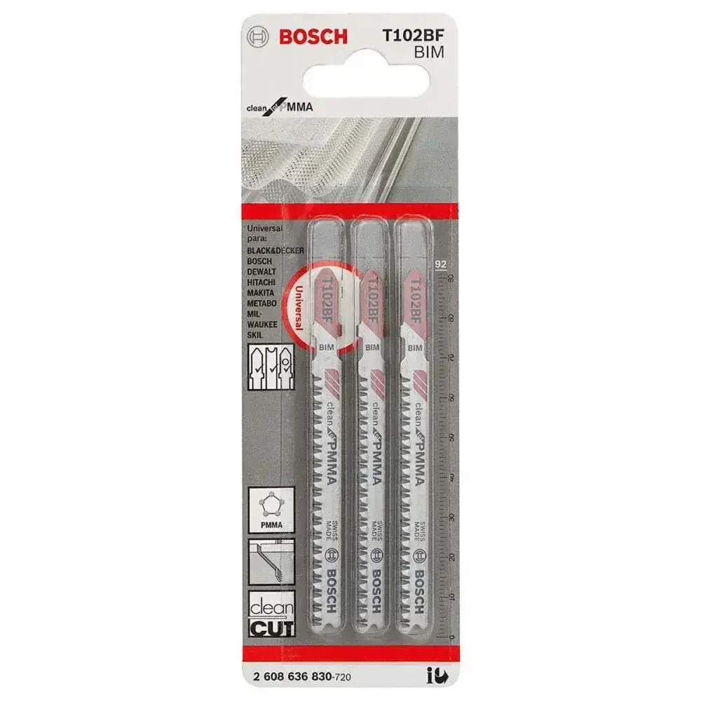 Lamina tico tico 92M m T102BF acrilico 3P Bosch — fotografia 4
