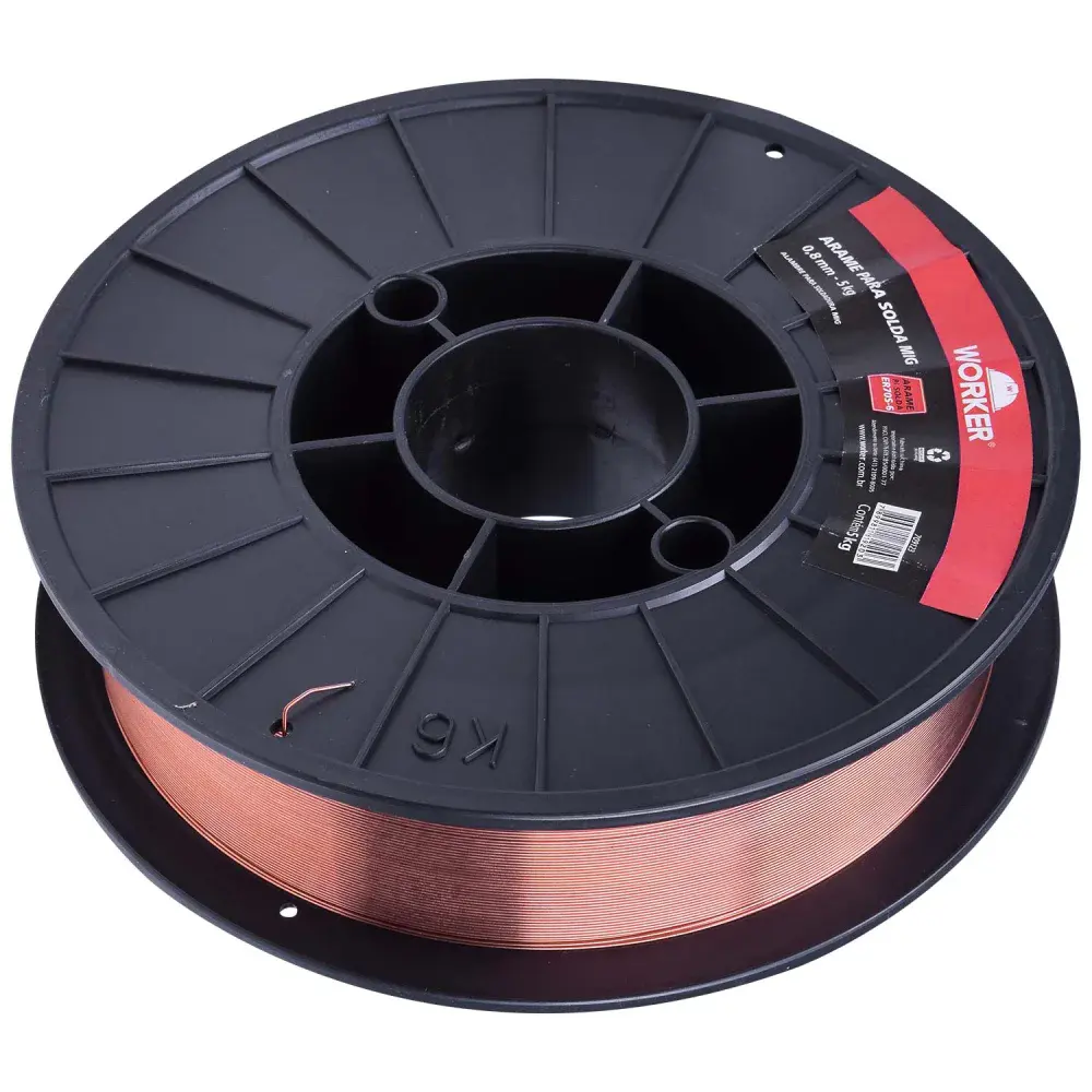 Arame de solda mig 0,8MM carretel 5KG Worker — fotografia 3