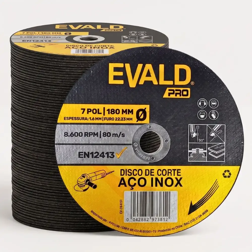 Disco de Corte Inox 50 Unidades 7 POL x 1,6 MM 8.600 RPM EVALD PRO — fotografia de referência